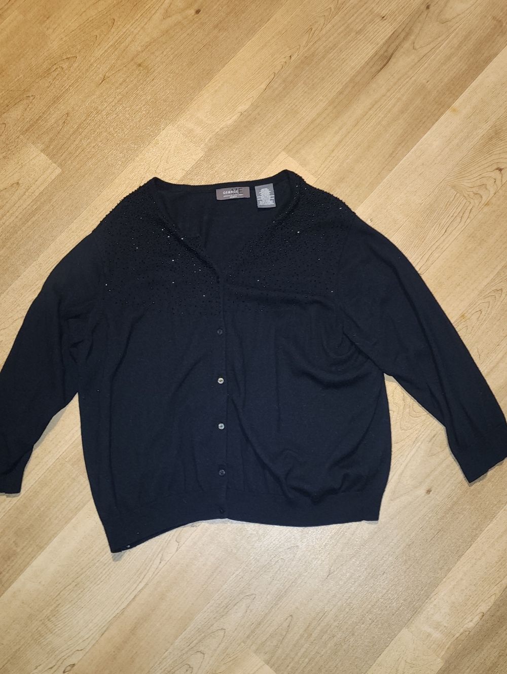 George Black Beaded Button-Up Cardigan